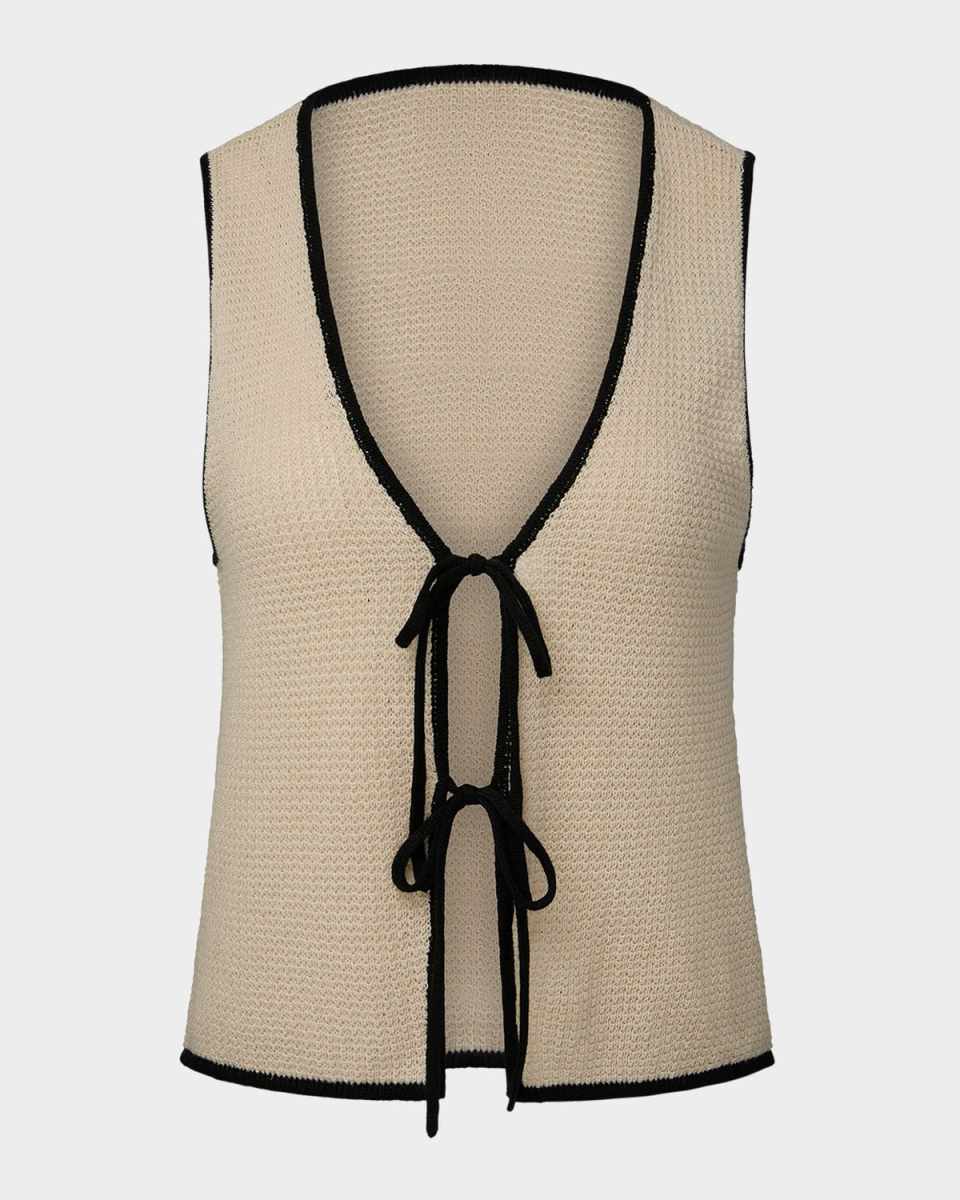 Linen Knit Tie-Front Tank Top